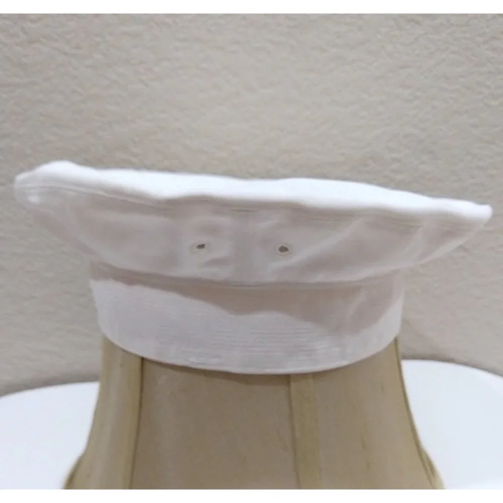Vintage 50s Beret Tam Sailor Cap Celtic Knot Soutache White Cotton Hat VTG 1950s - Picture 4 of 4